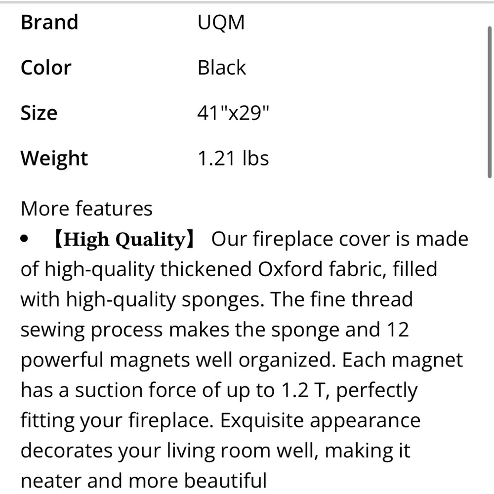 Fireplace Cover Draft Stopper Protection - Picture 3 of 7